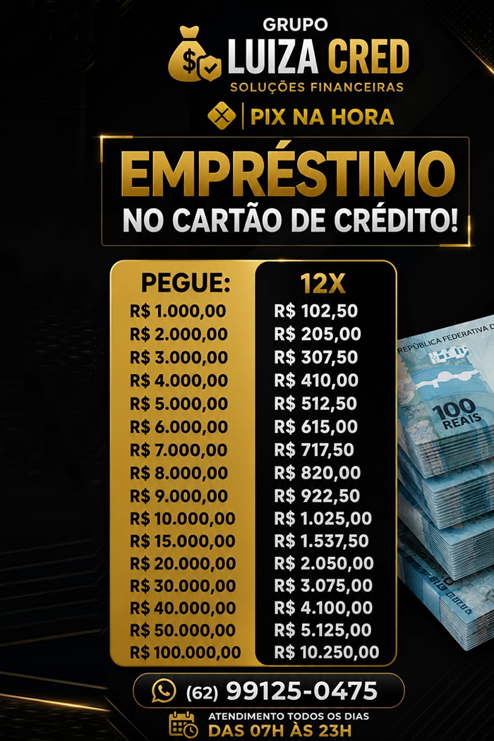 Empréstimo no Cartão de Crédito - Pague em até 12x