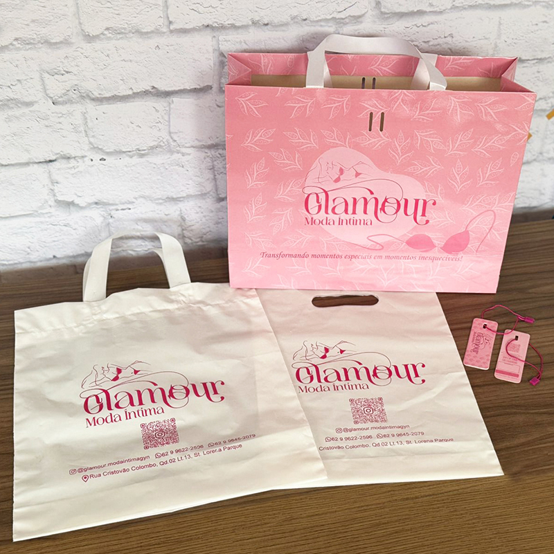 Coleção Personalizada: Tag, Sacola de Papel, Sacola Plástica