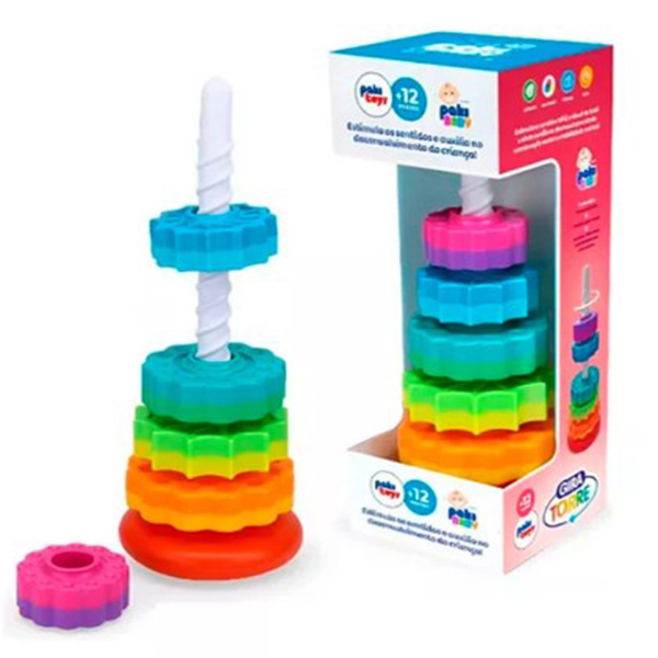 Brinquedo Gira Torre - Coordenação e Habilidades Motoras - 12 meses