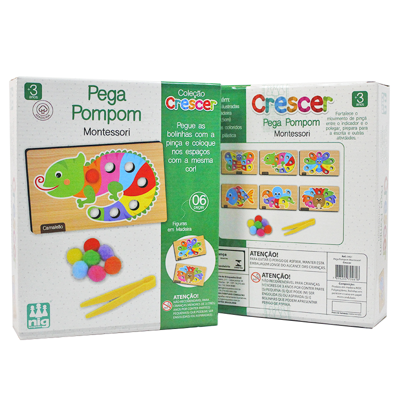 Pega Pompom - 6 Peças em Madeira